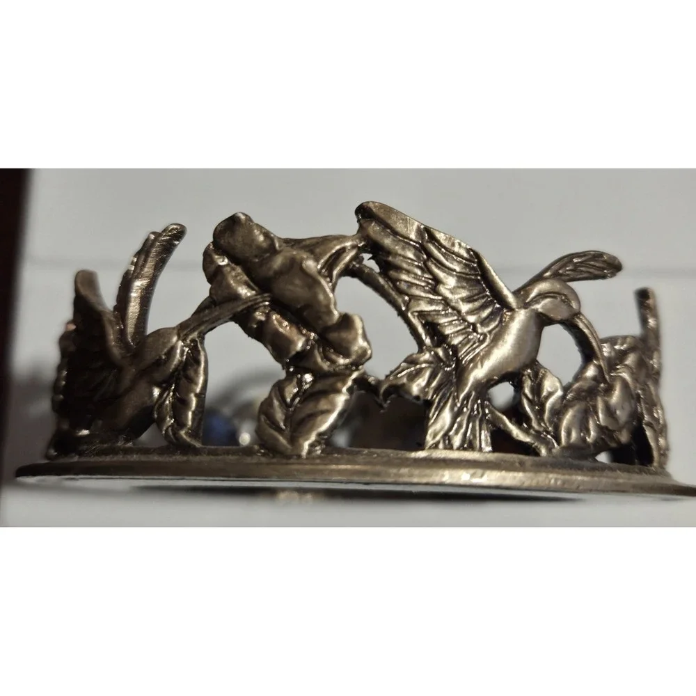 Scents And Accents Pewter Candle Holder Hummingbirds Retired‎